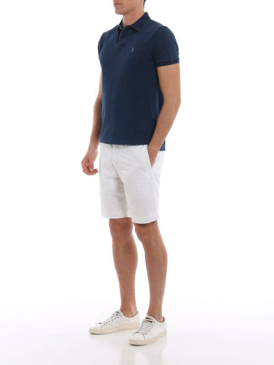 Pantaloni Corti In Cotone Stretch Blu Bianco