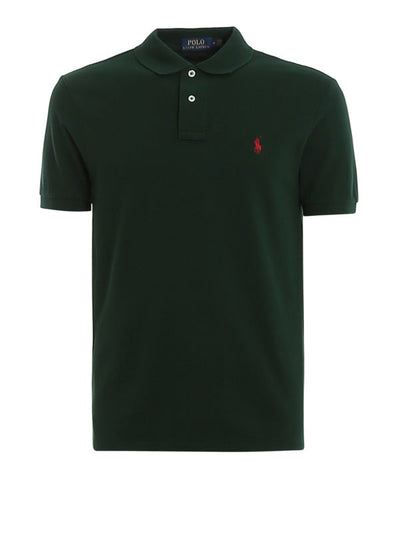 Polo In Cotone Slim Verde Scuro