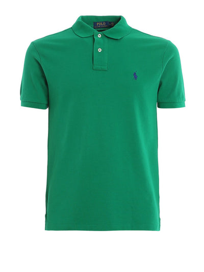 Polo Slim Fit In Cotone Piqué Verde