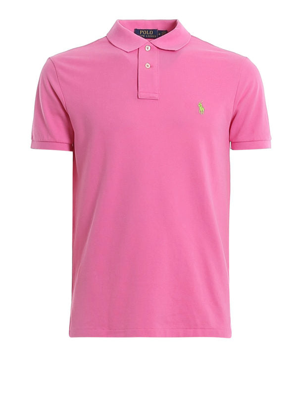 Polo Rosa In Piqué Con Logo