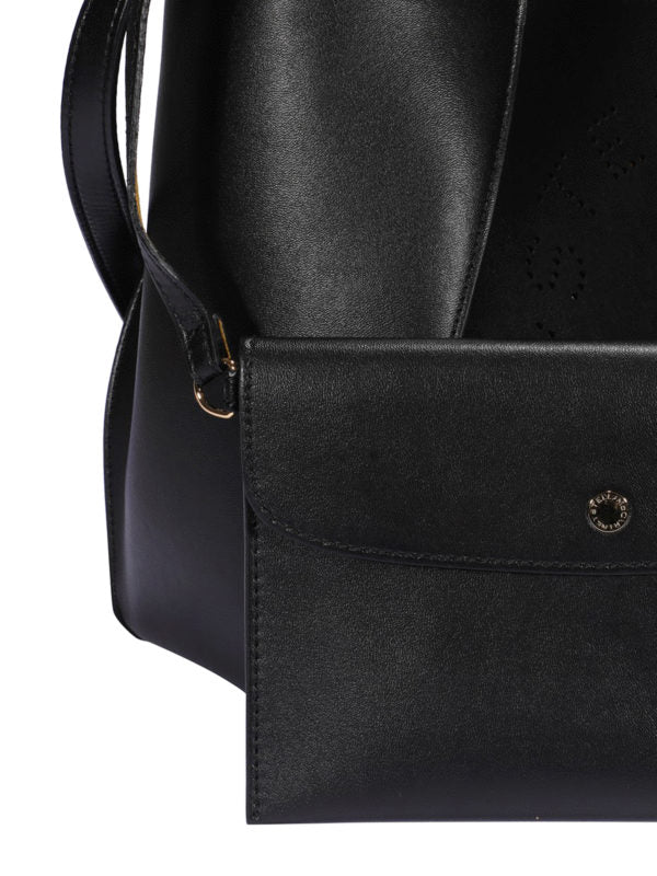 Borsa In Similpelle Nera Con Logo Perforato