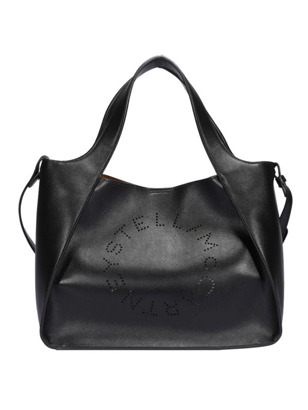 Borsa In Similpelle Nera Con Logo Perforato