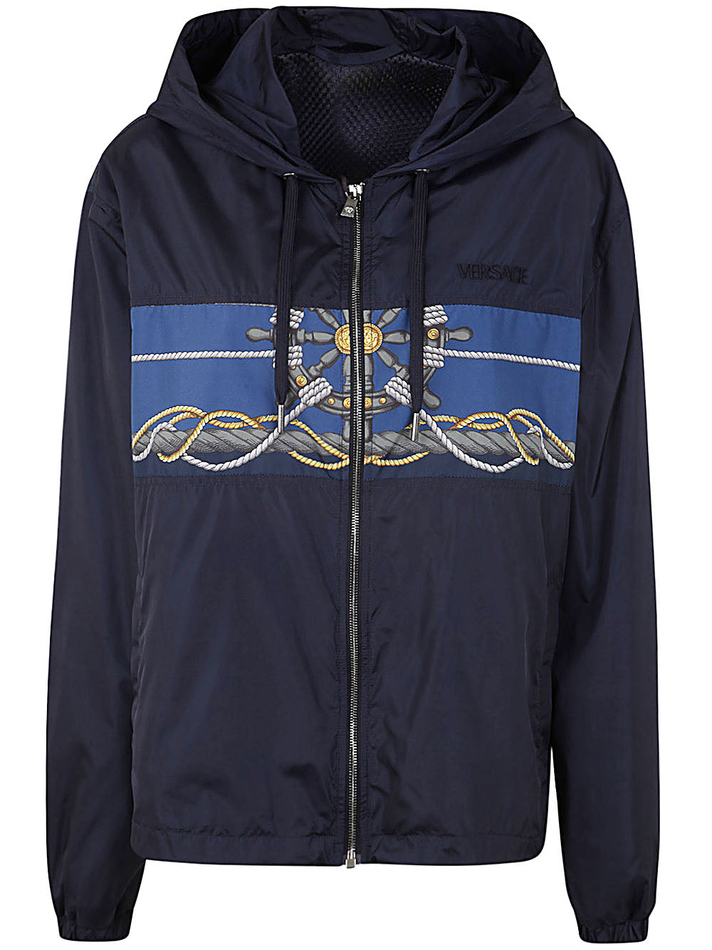 Blouson Technical Fabric And Poly Twill With Versace Nautical Print + Versace Writing Embroidery
