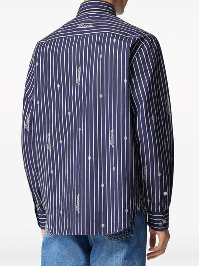 Informal Shirt Striped Poplin Fabric Versace Nautical Stripe Customization