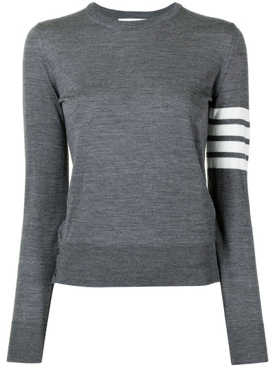 Relaxed Fit Pullover With 4 Bar In Fine Merino Wool