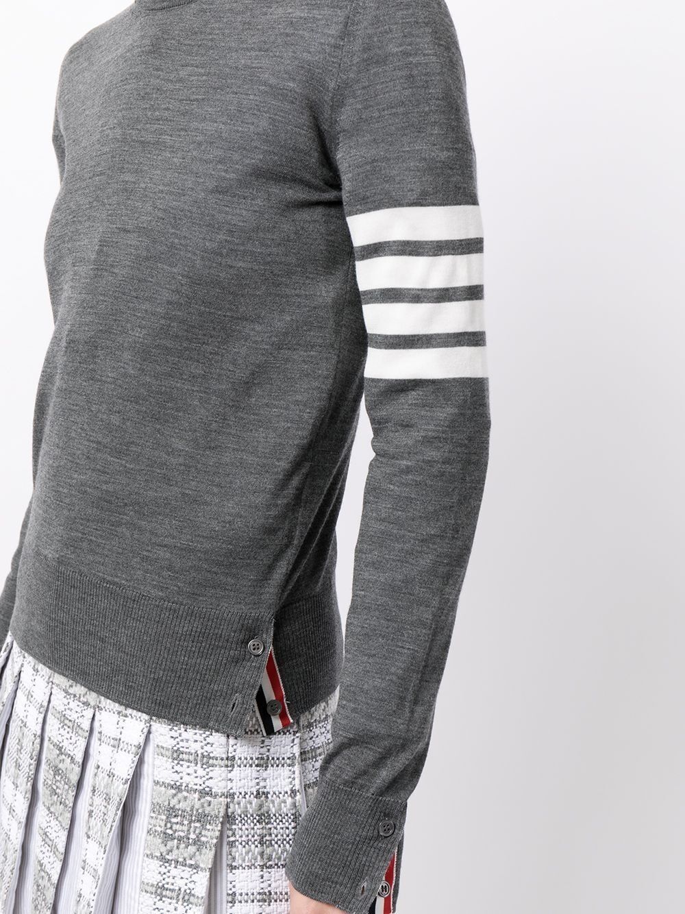 Relaxed Fit Pullover With 4 Bar In Fine Merino Wool