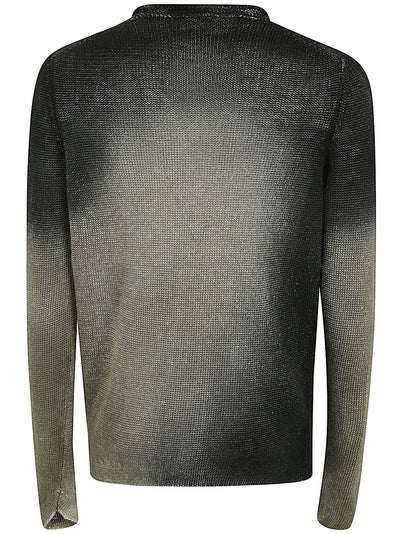 Round Neck Linen Pullover With Shadows