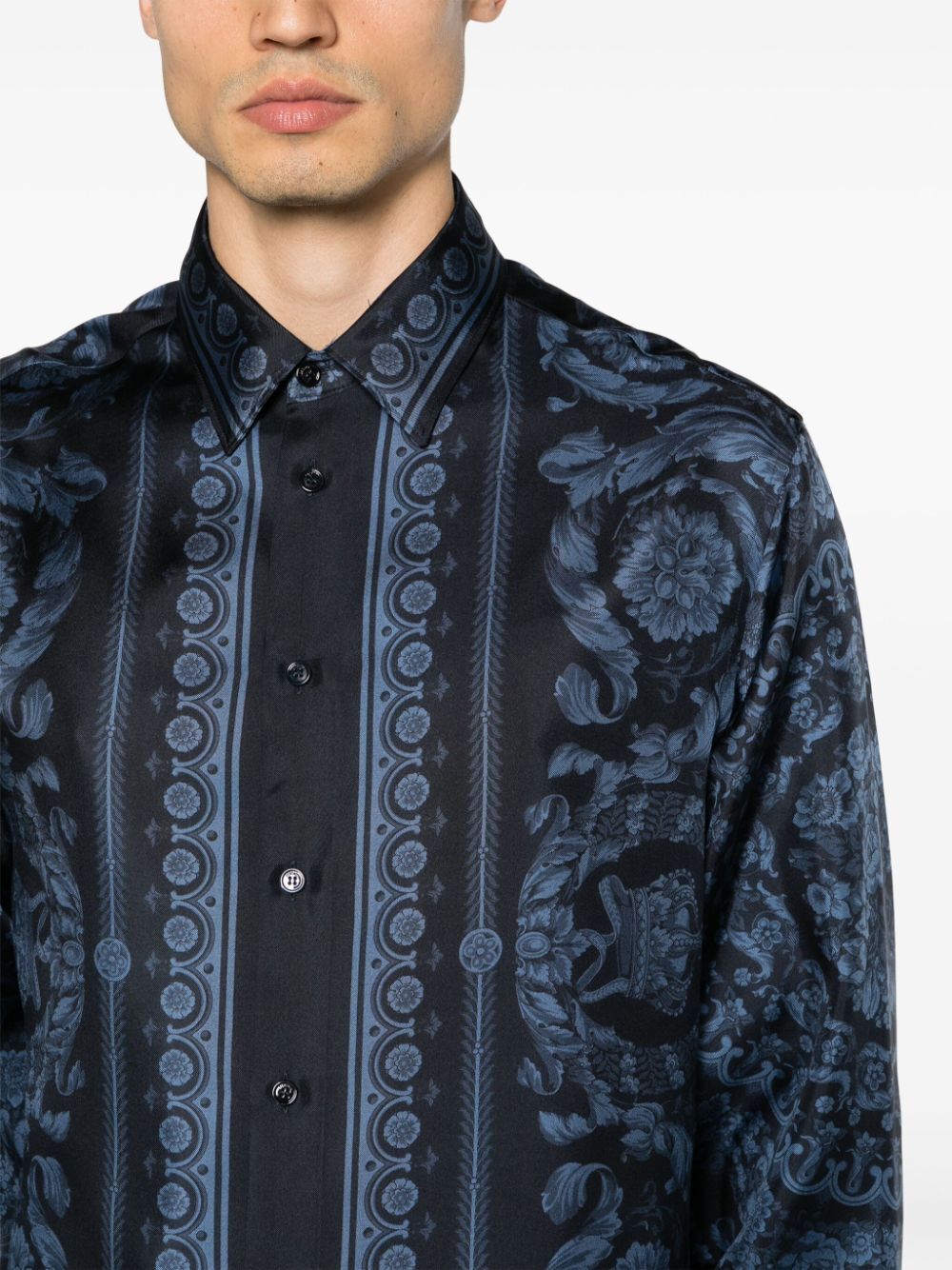 Informal Shirt Barocco Print Silk Twill Fabric