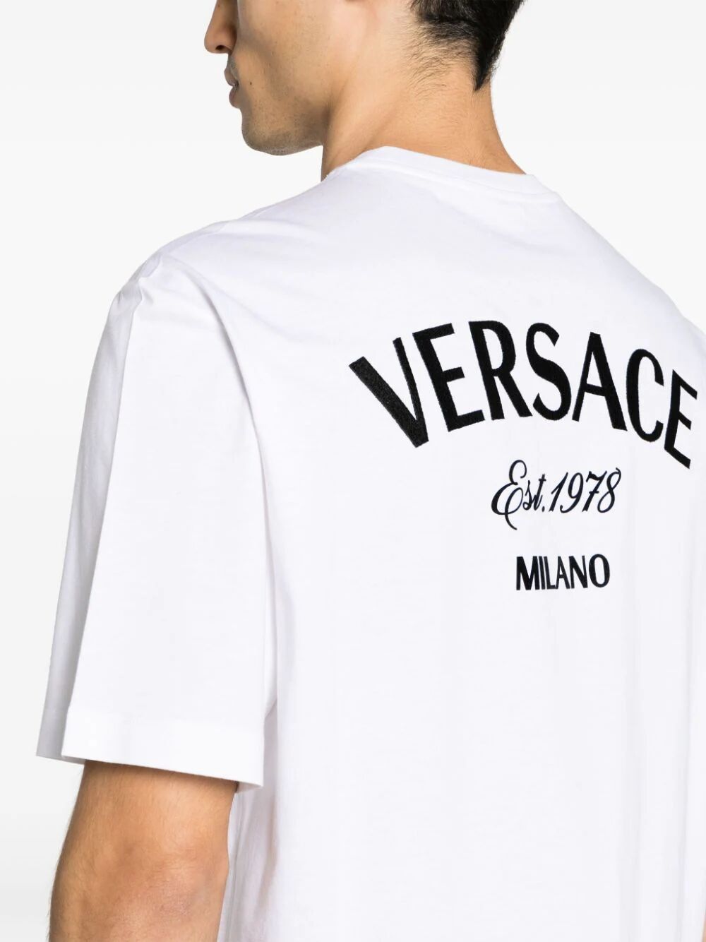 T-shirt Jersey Fabric Versace Embroidery Versace Milano Stamp Print
