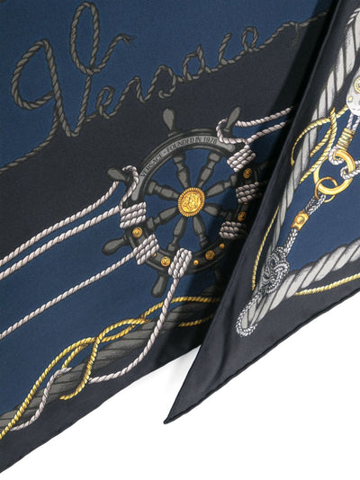 Triangle Foulard 130x60 Side 90 Nautical Print Bio Silk Twill Accessory