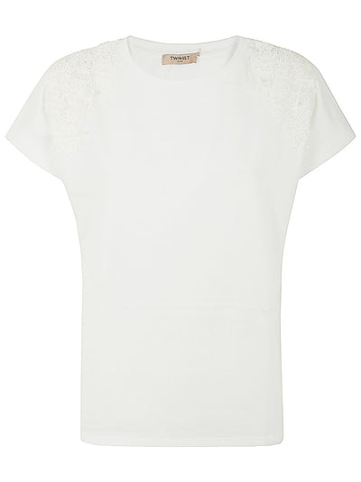 Short Sleeve T-shirt With Embroidered Flowers