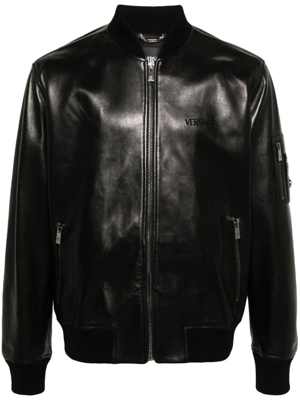 Blouson Leather Solid Leather Versace Embroidery