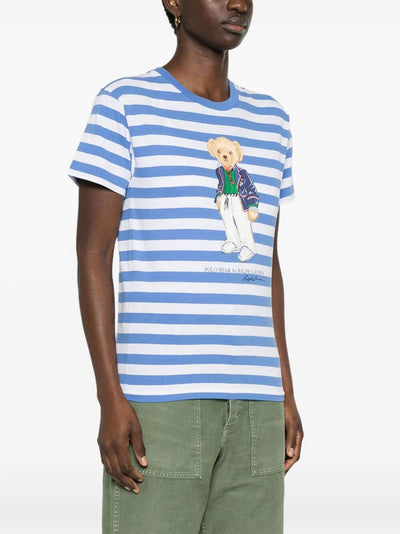 Short Sleeves Striped T-shirt With Teddy