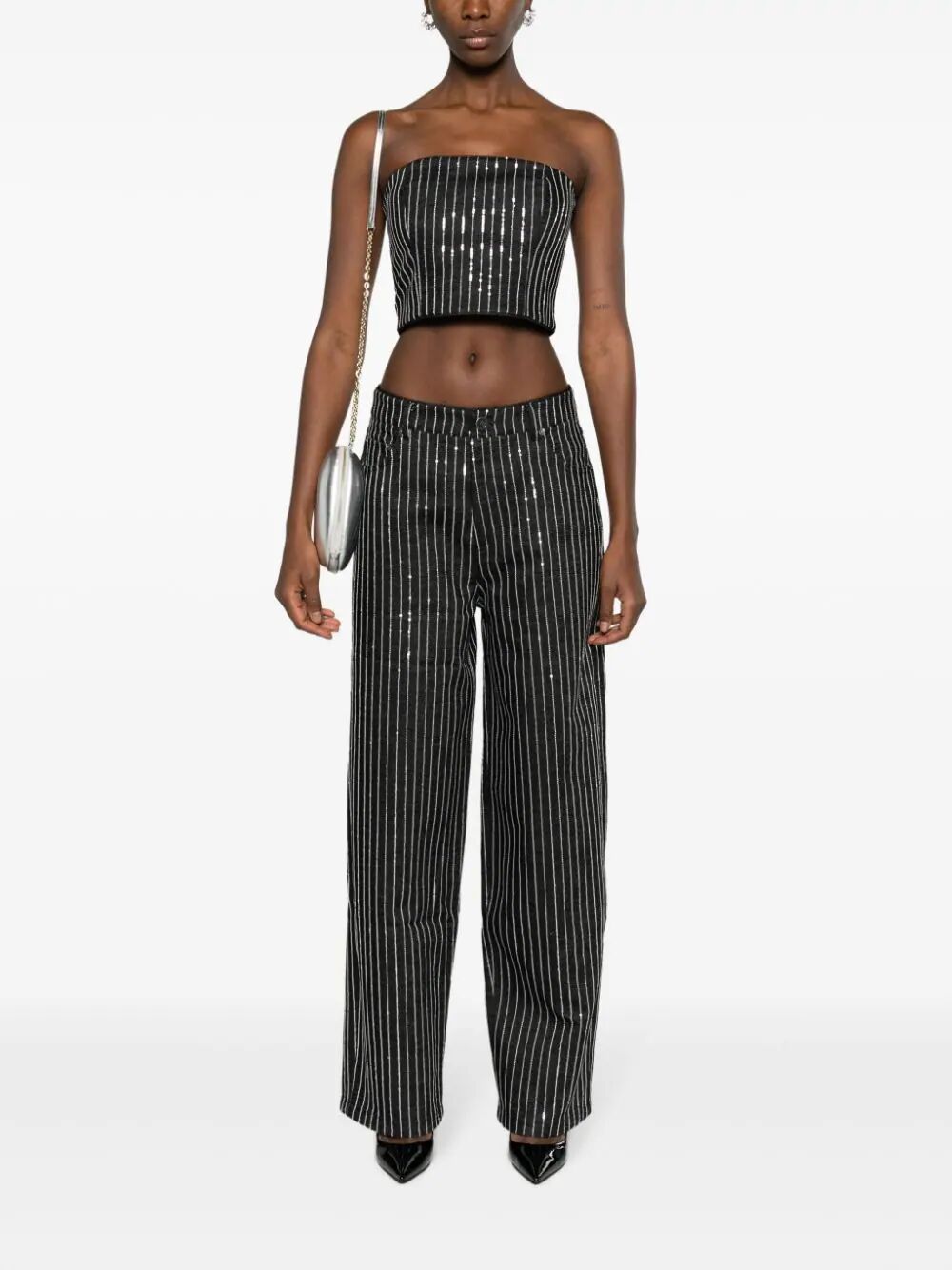 Sequin Twill Wide Pants