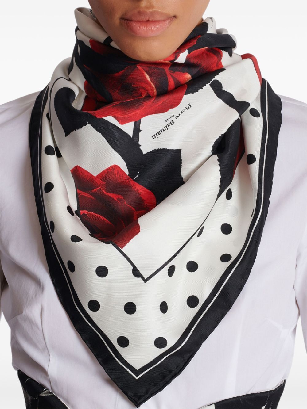 Red Roses & Polka Dots Scarf 90x90