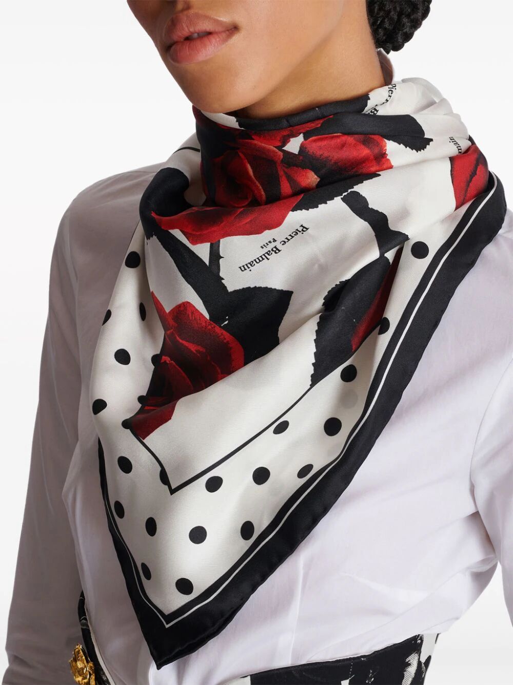 Red Roses & Polka Dots Scarf 90x90
