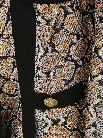 Glittered Python Knit Belted Cardigan