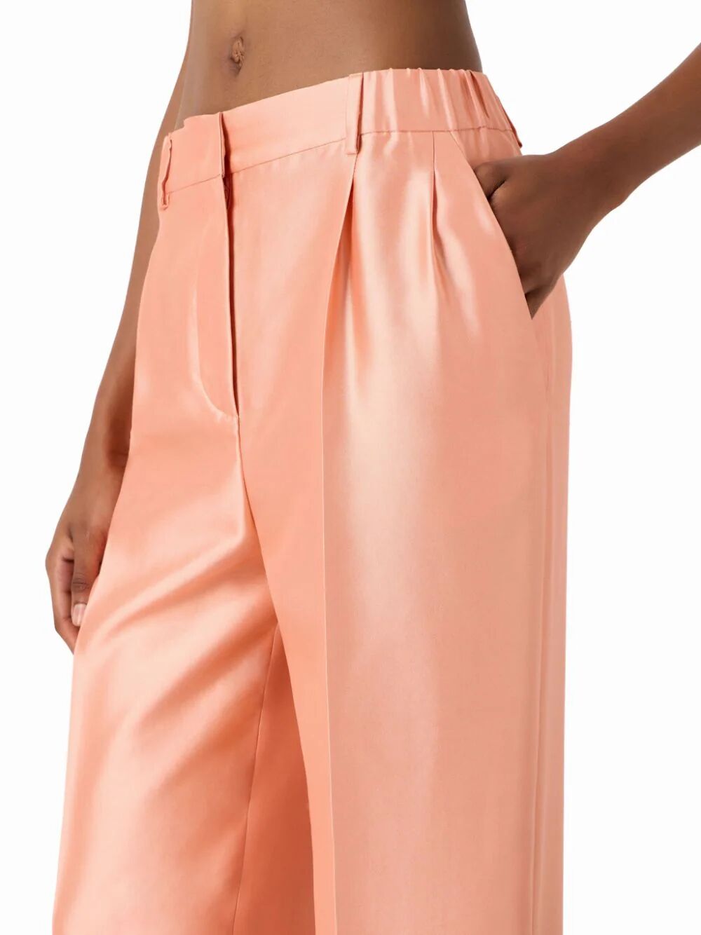 Shantung Cropped Pants With Elastic On Back