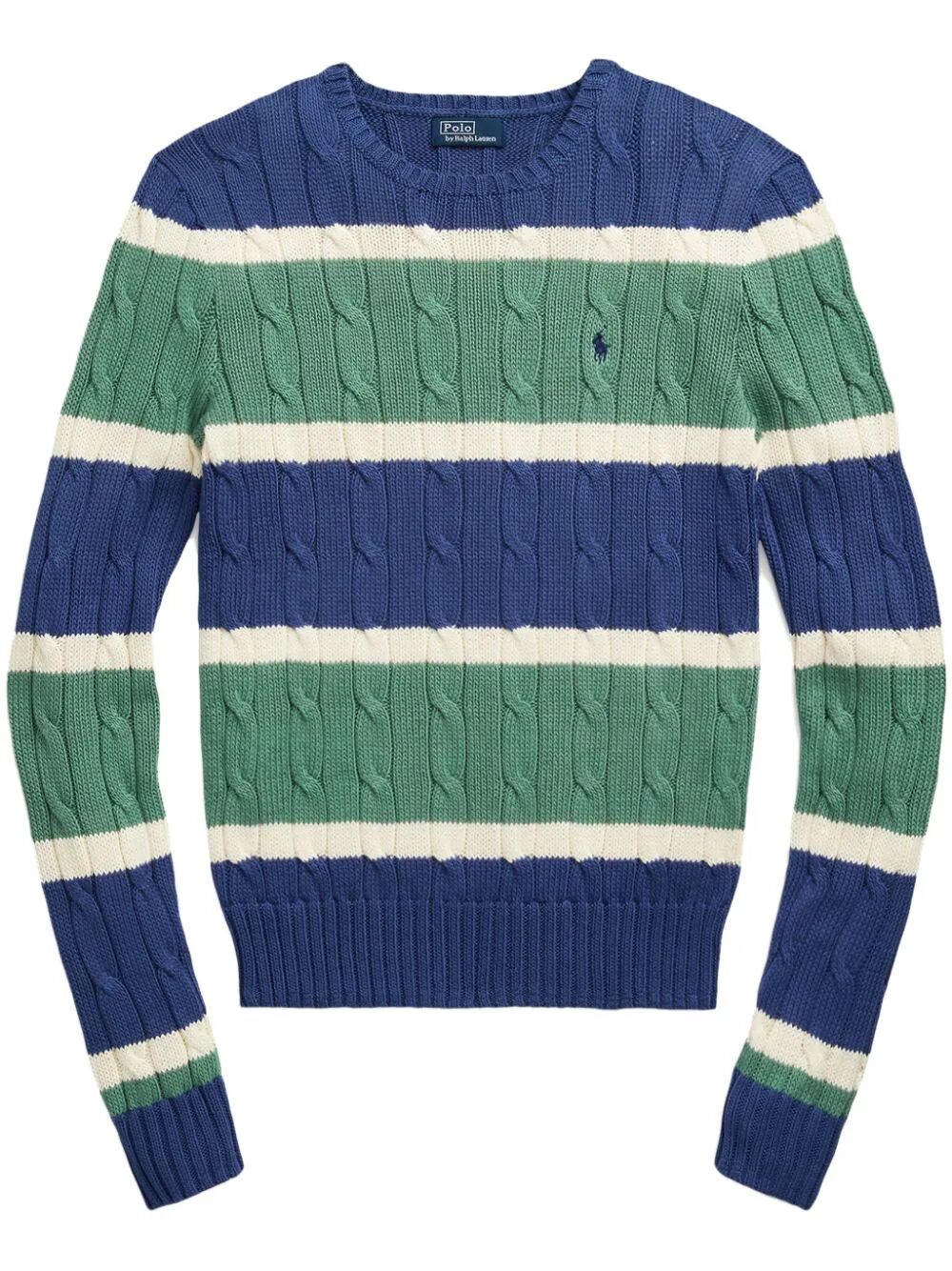 Crew Neck Braided Striped Sweater