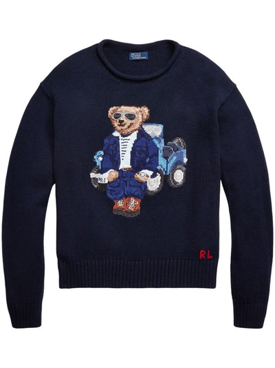 Crew Neck Sweater With Teddy And Car