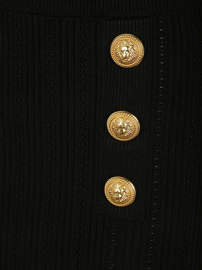 Buttoned Knit Midi Skirt