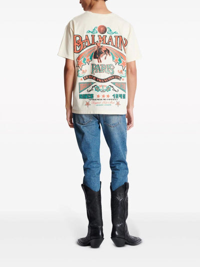 Balmain Back Western Print T-shirt Straight Fit