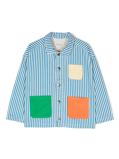 Striped Color Block Denim Jacket
