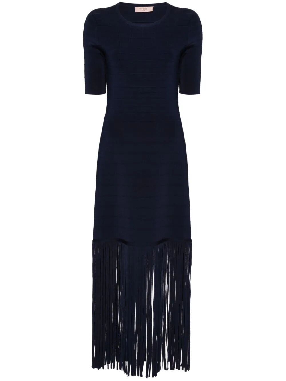 Short Sleeves Long Dress With Fringes