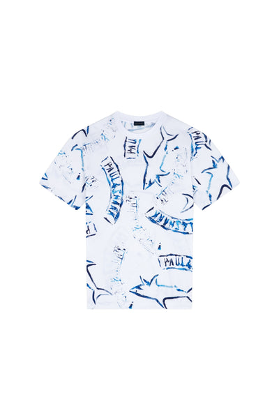 T-shirt 90`s In Jersey Di Cotone Con Stampa Shark All Over