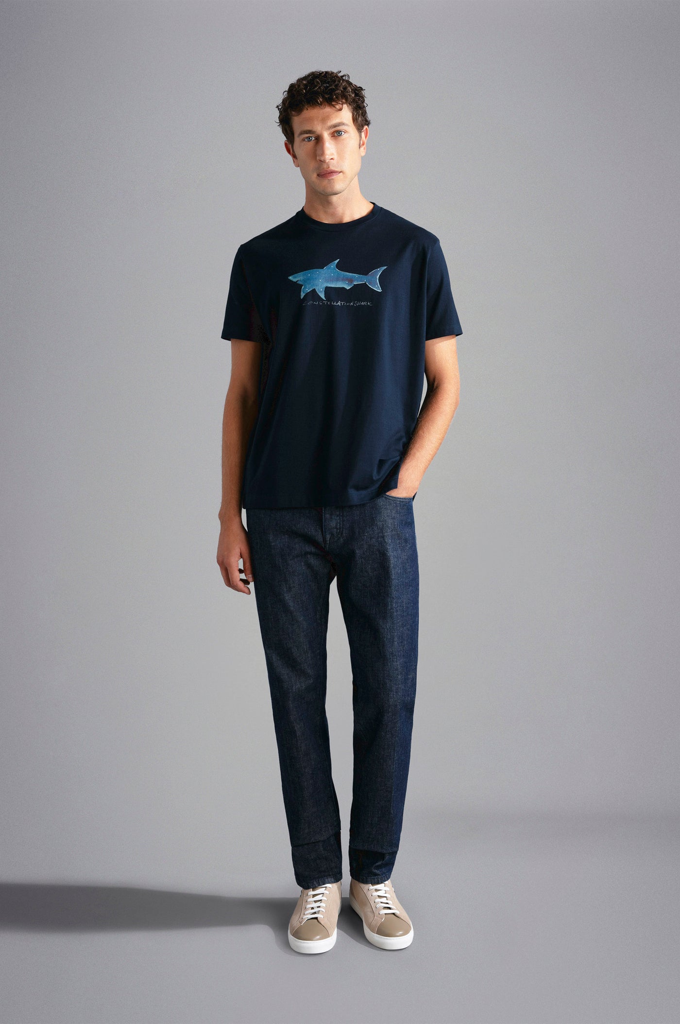 T-shirt In Jersey Di Cotone Con Stampa Shark