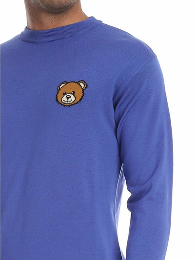 Pullover Blu Avio Con Moschino Teddy Bear