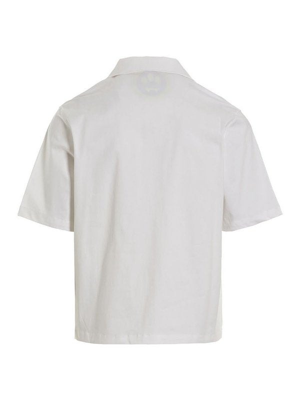 Camicia In Misto Cotone Con Logo Frontale