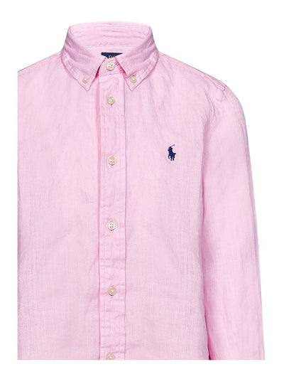 Camicia Rosa In Lino Per Bambino