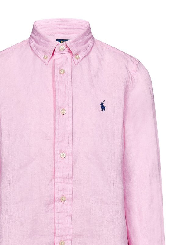 Camicia Rosa In Lino Per Bambino