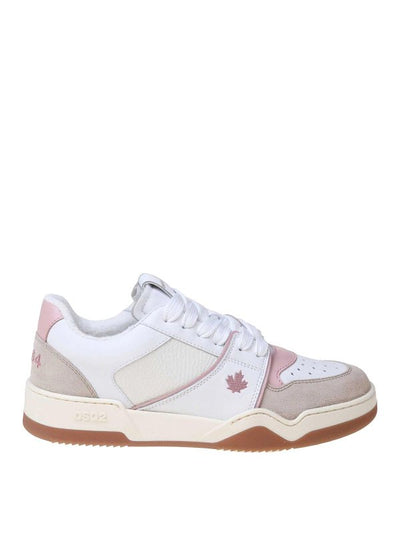 Sneakers In Pelle E Camoscio  Bianco E Rosa
