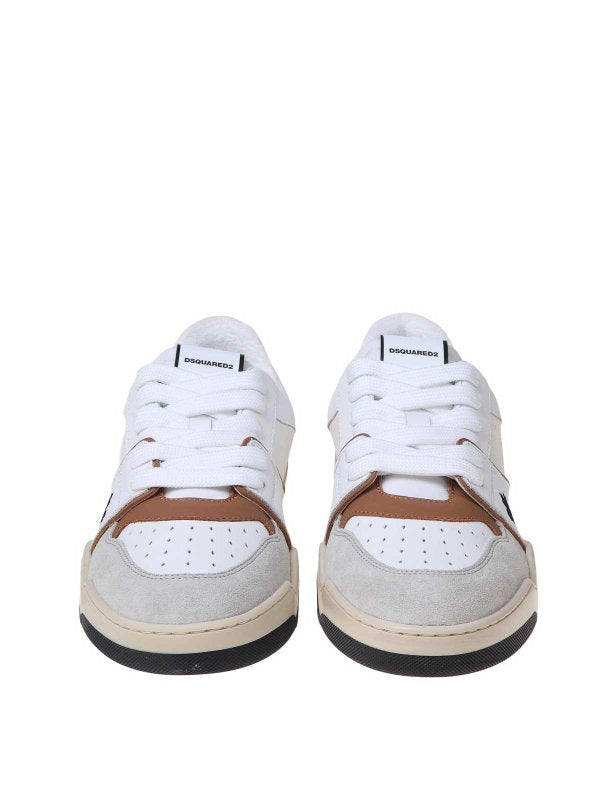 Sneakers In Pelle E Camoscio Bianco