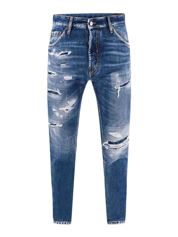 Jeans In Cotone Con Effetto Strappato