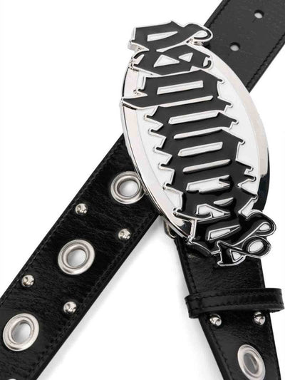 Cintura In Pelle Con Logo Gotico