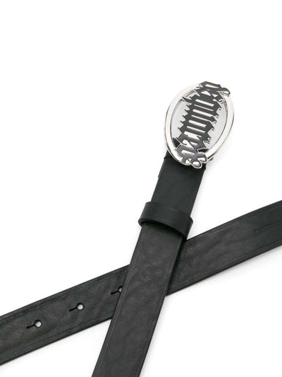 Cintura In Pelle Con Fibbia Con Logo Gotico