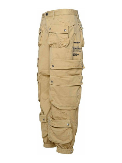 Pantaloni Cargo In Cotone Beige
