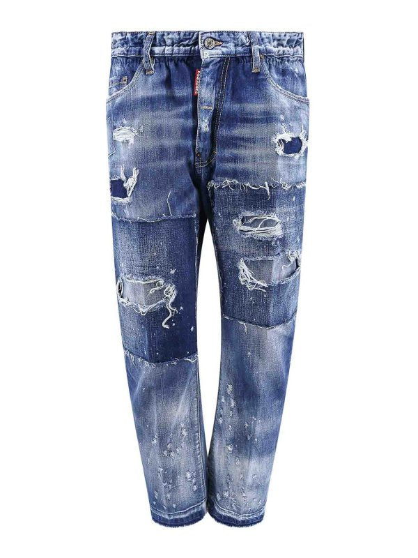 Jeans In Cotone Con Effetto Strappato