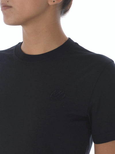 T-shirt In Cotone Nero Con Logo Frontale