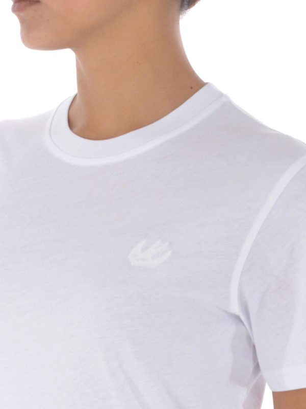 T-shirt In Cotone Bianco Con Logo Frontale