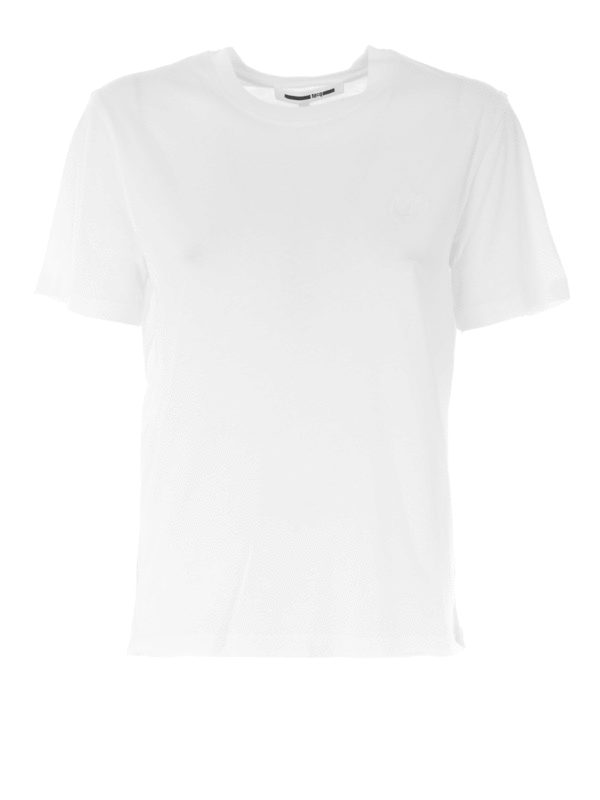 T-shirt In Cotone Bianco Con Logo Frontale